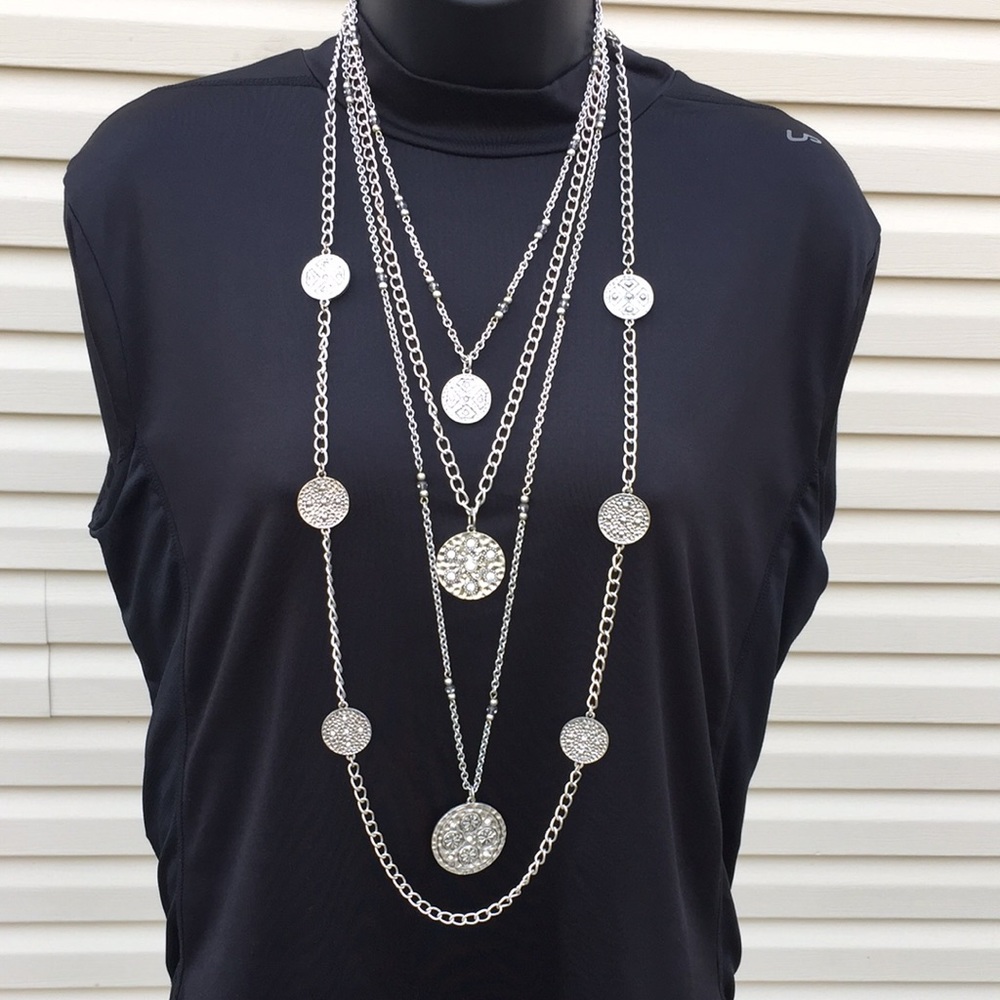 Premier Designs layered silver necklace